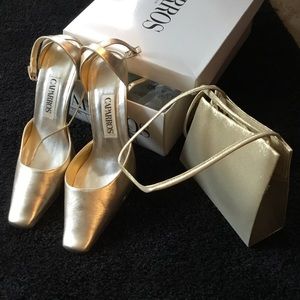 Caparros Gold Metallic Shoes with Matching purse